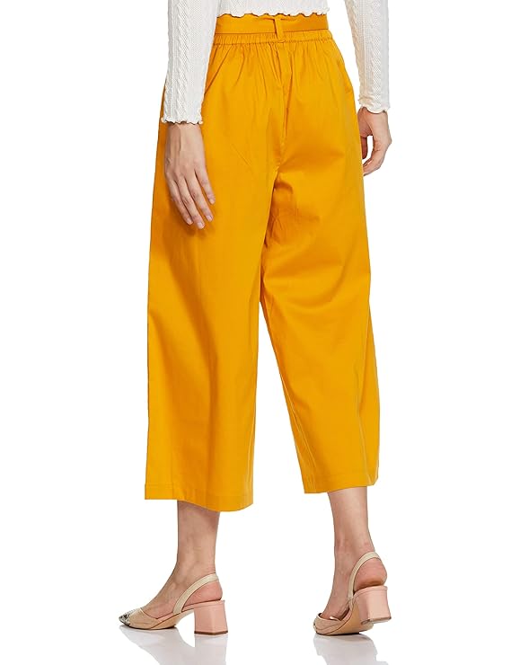 Symbol Women's High Rise Calf Length Culotte Office Pants (with Self Fabric Belt) bottomwear