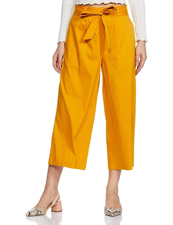 Symbol Women's High Rise Calf Length Culotte Office Pants (with Self Fabric Belt) bottomwear