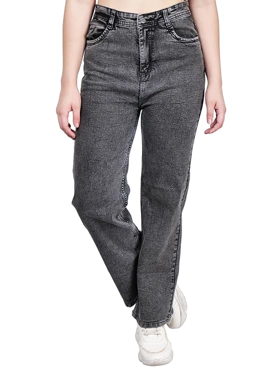 ZXN Clothing Women's Reguler Fit Modern Regular High Rise Strechable Solid Clean Look Jeans- Dark Grey… bottomwear