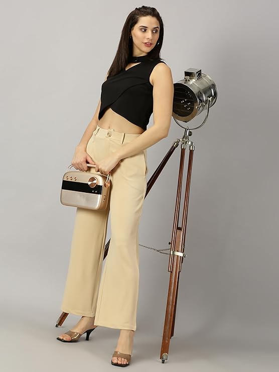 female Trouser with Button Closure || Regular fit Trousers for Womens bottomwear