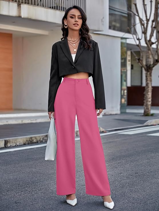 female High Waist Wide Leg Pants  bottomwear