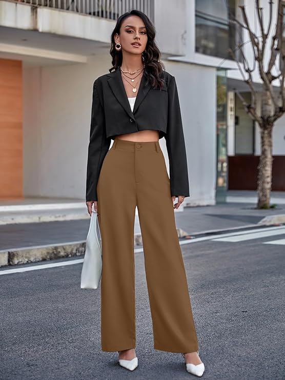 female High Waist Wide Leg Pants  bottomwear