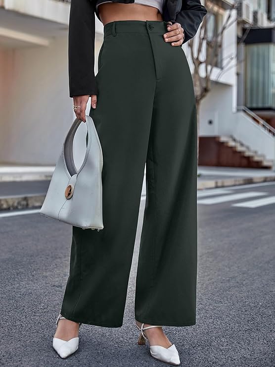 female High Waist Wide Leg Pants  bottomwear