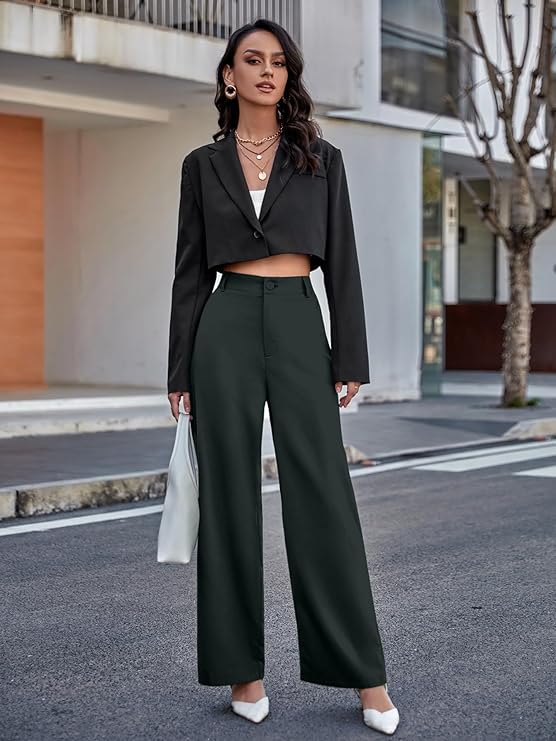 female High Waist Wide Leg Pants  bottomwear