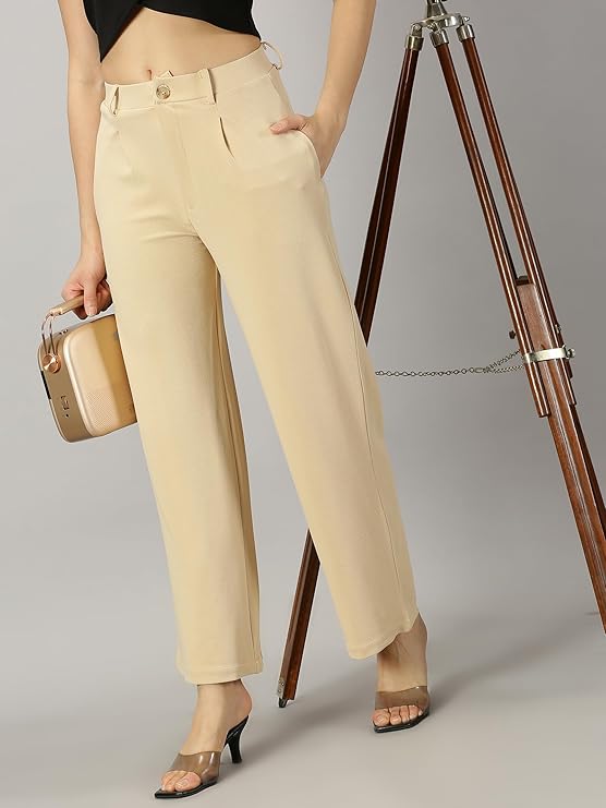 female Trouser with Button Closure || Regular fit Trousers for Womens bottomwear