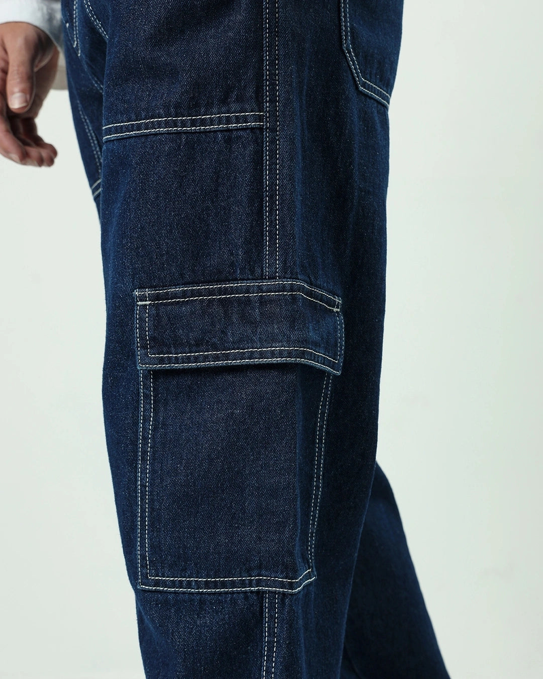 Men's Blue Baggy Cargo Jeans Male Bottamwear