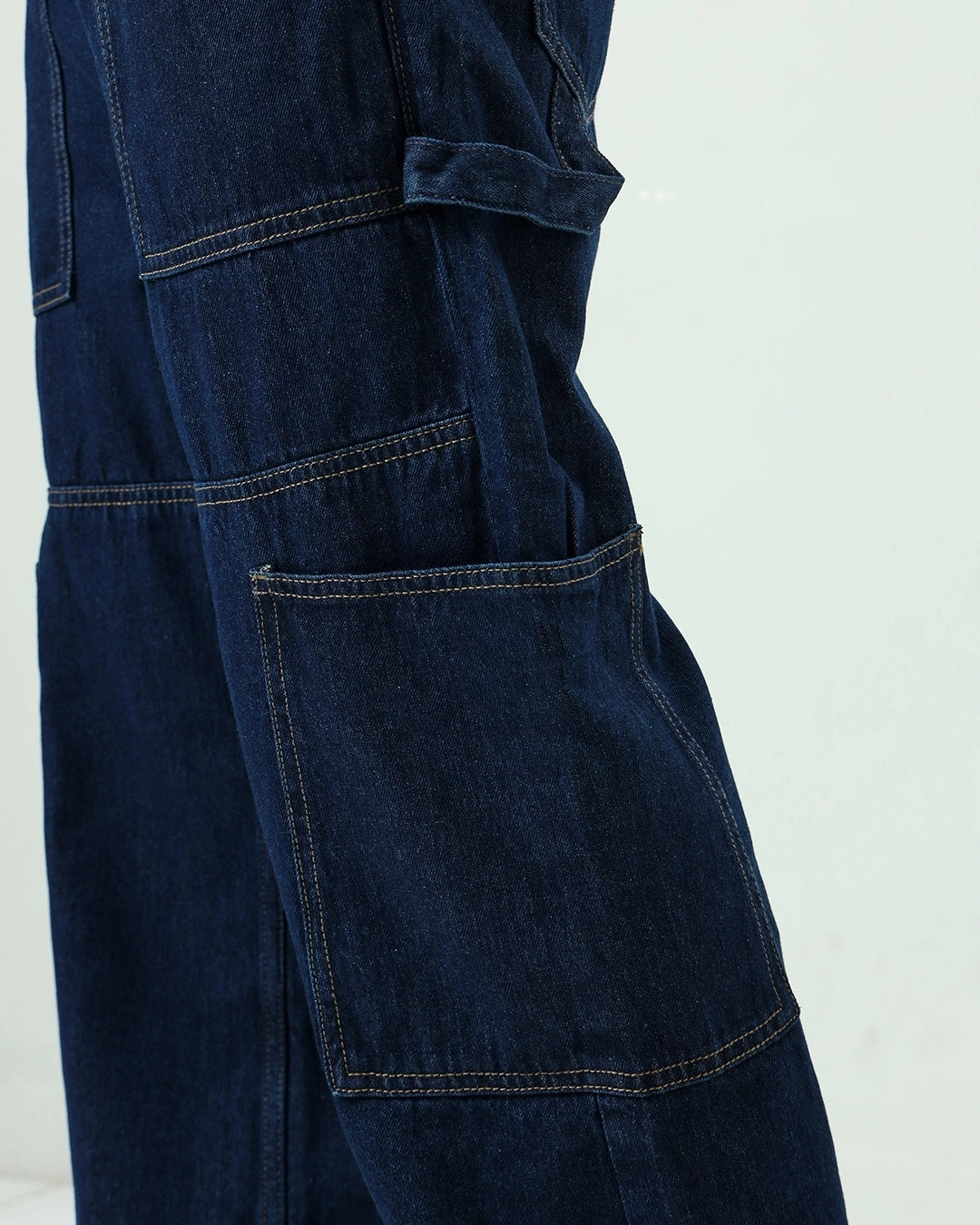 Men's Blue Baggy Straight Fit Carpenter Jeans Male Bottamwear