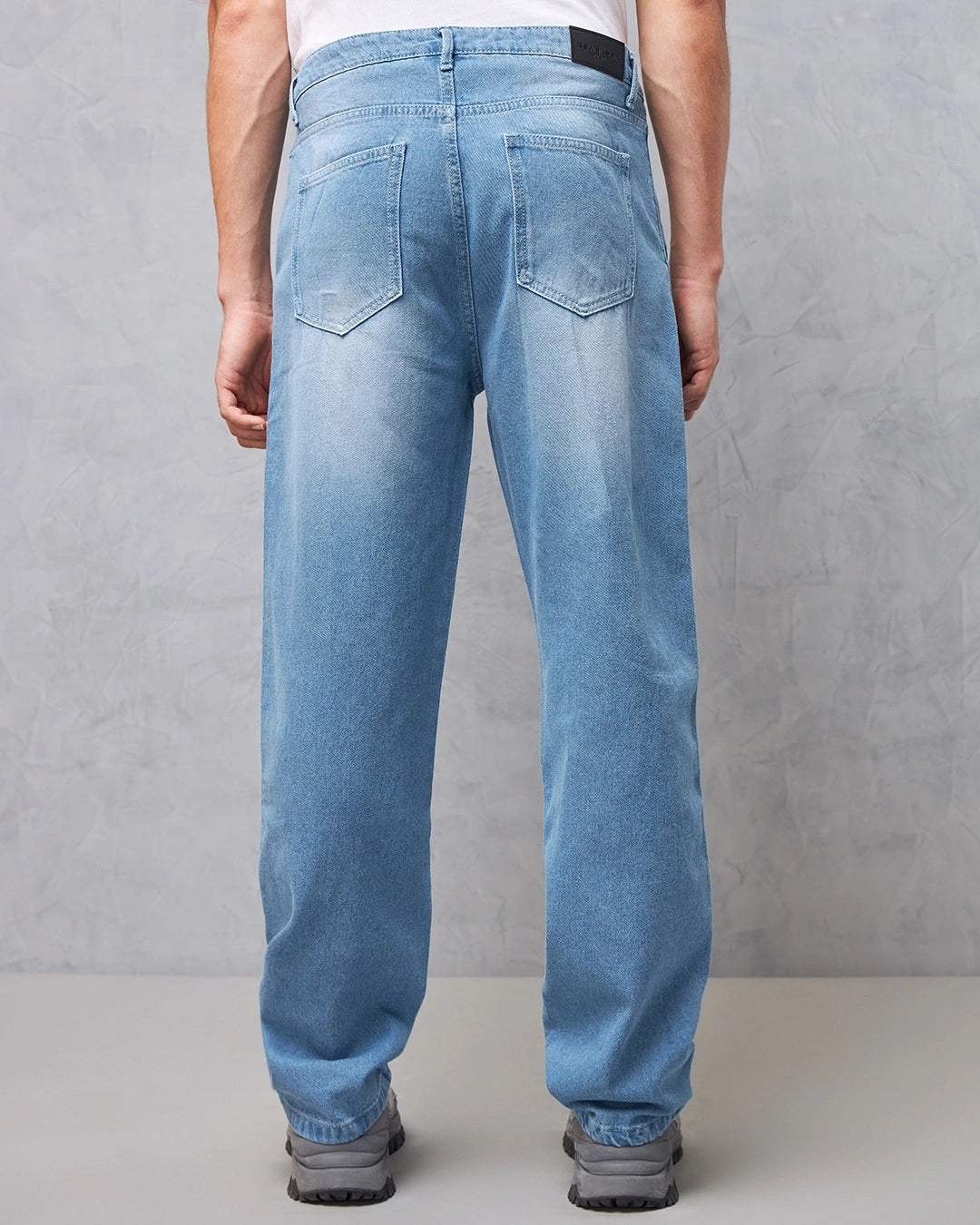 Men's Blue Baggy Distressed Jeans Male Bottamwear