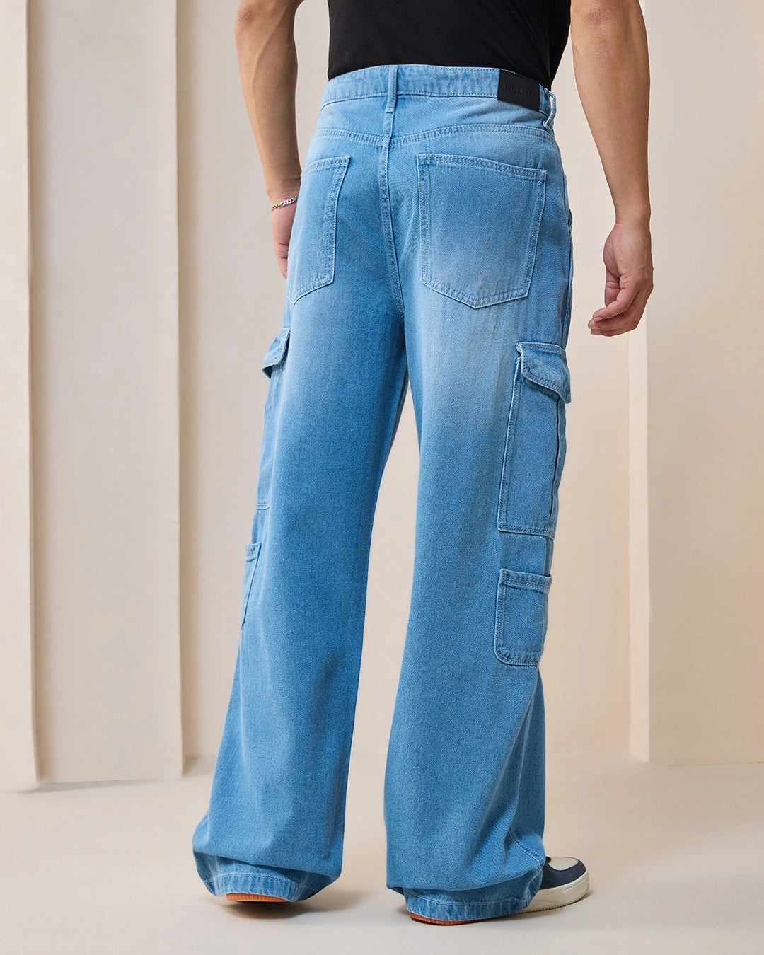 Men's Blue Baggy Straight Fit Jeans Male Bottamwear