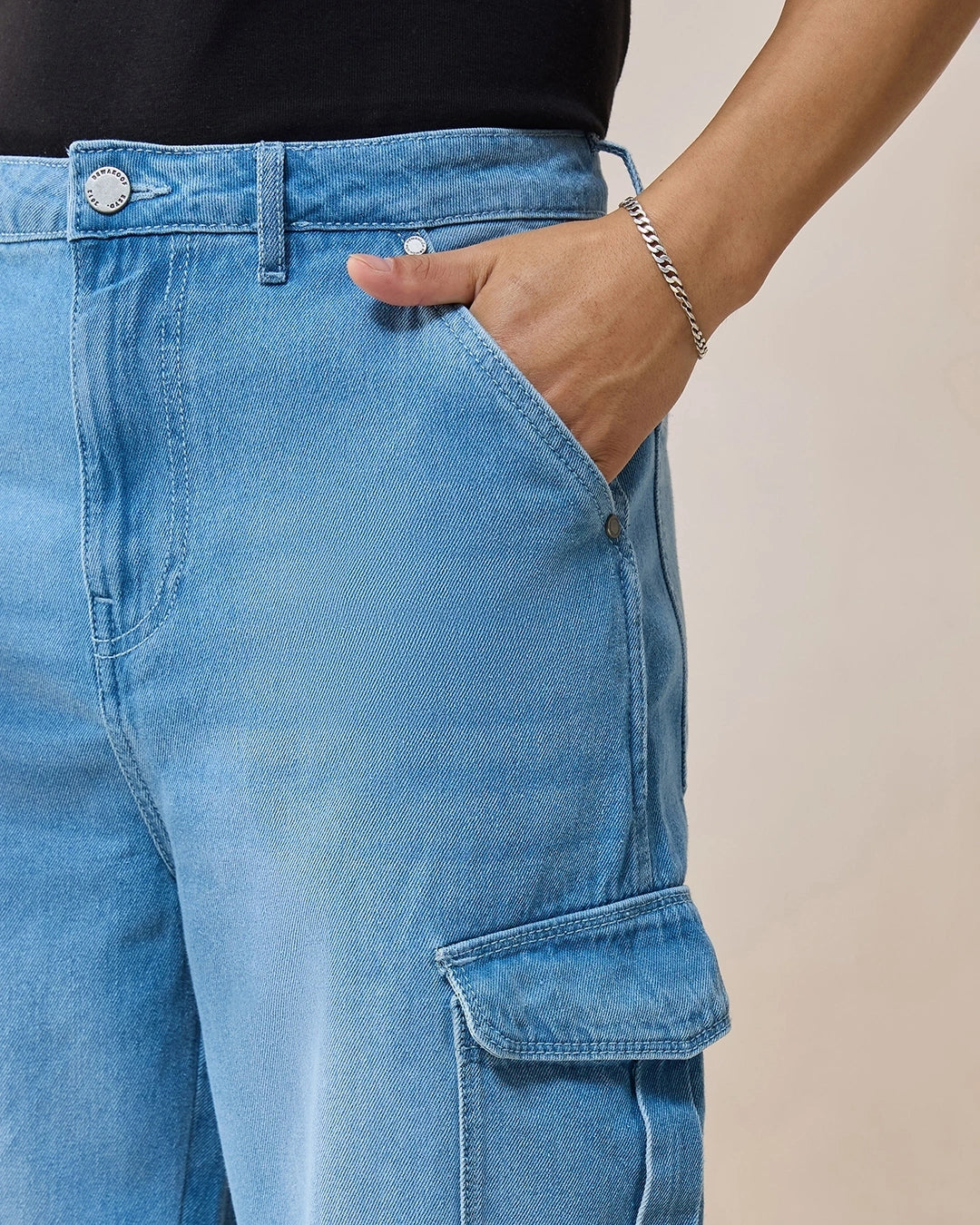 Men's Blue Baggy Straight Fit Jeans Male Bottamwear