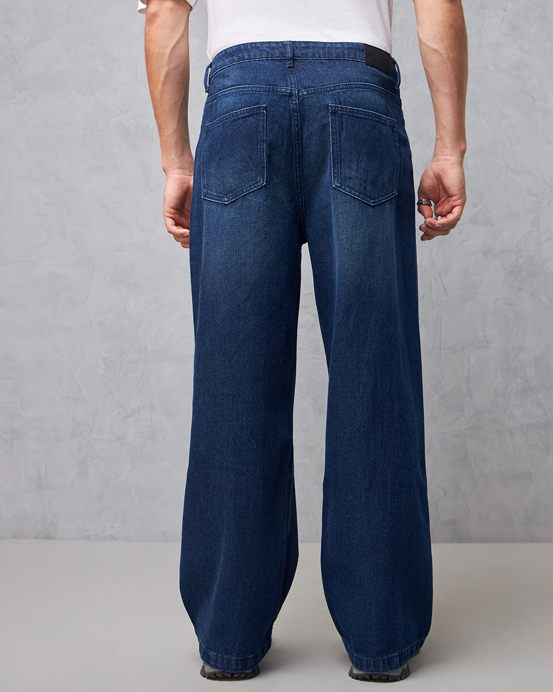 Men's Blue Baggy Wide Leg Jeans Male Bottamwear