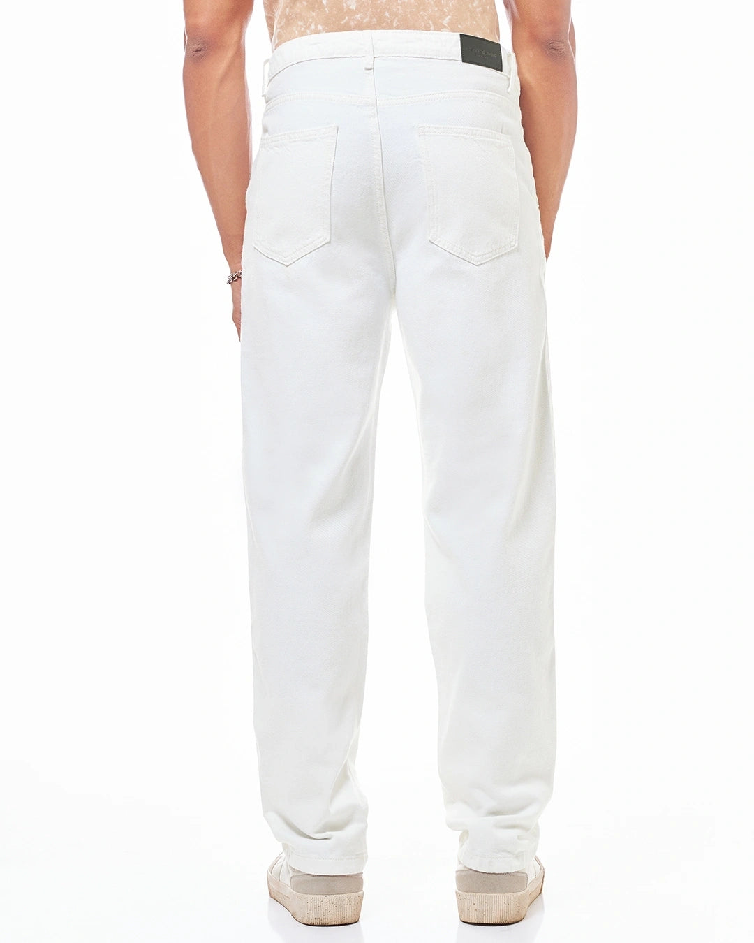 Men's White Distressed Jeans Male Bottamwear