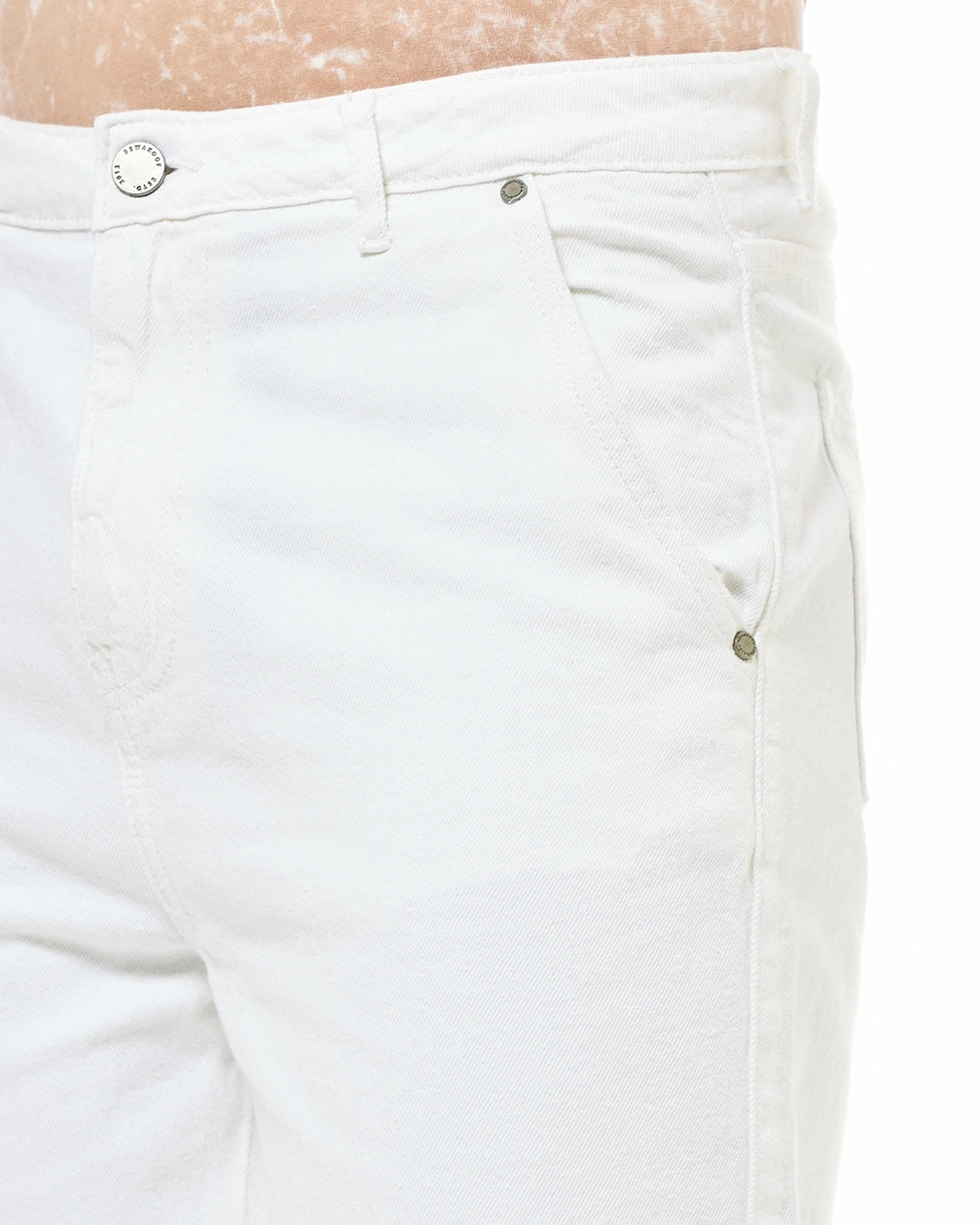 Men's White Distressed Jeans Male Bottamwear