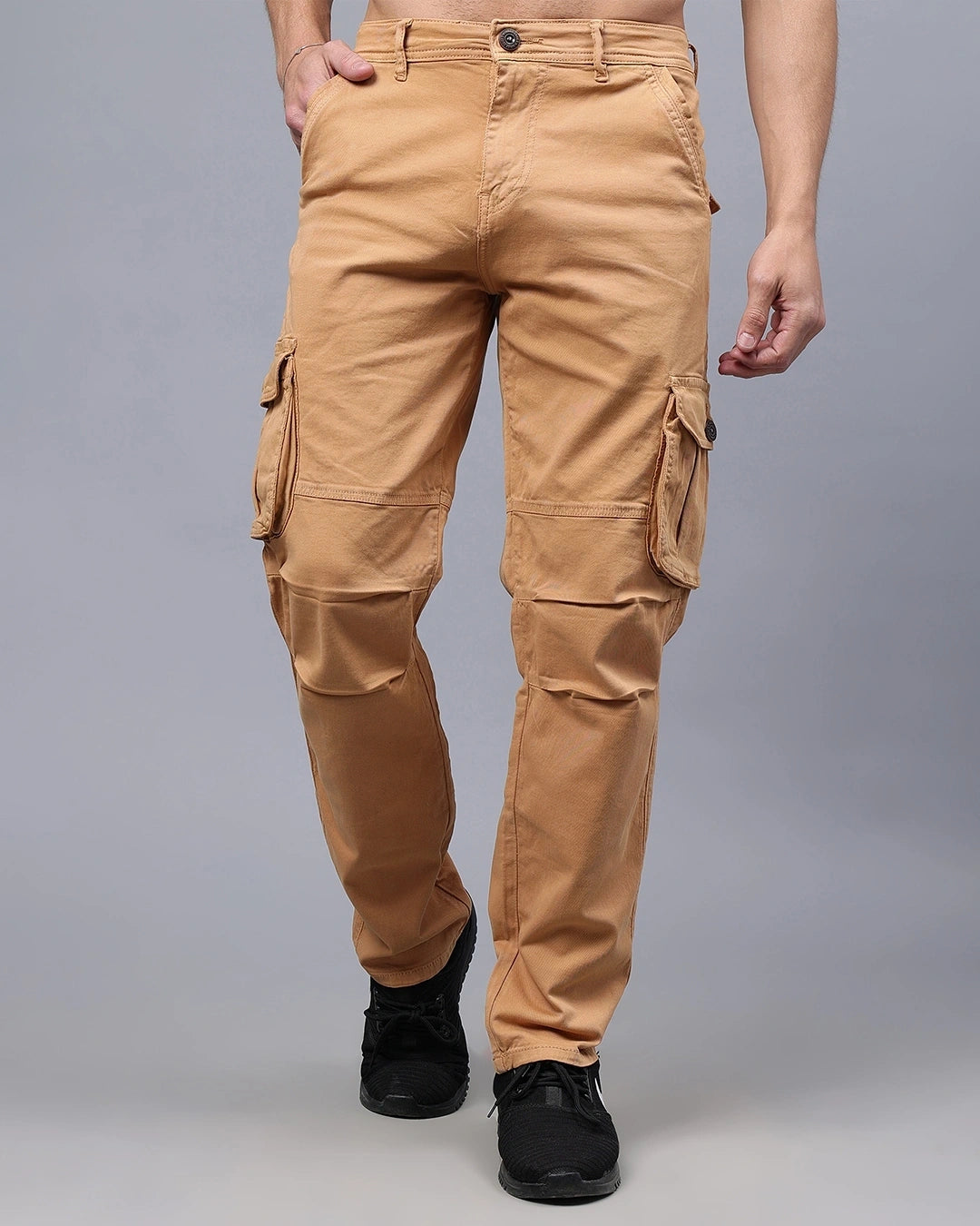 Men's Brown Cargo Jeans Male Bottamwear