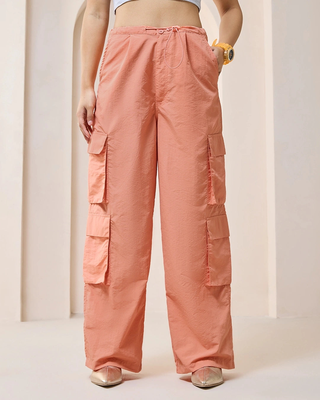 Women's Oversized Cargo Parachute Pants bottomwear