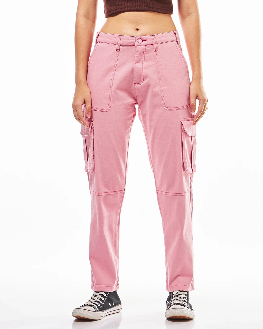 Women's Pink Cargo Pants bottomwear