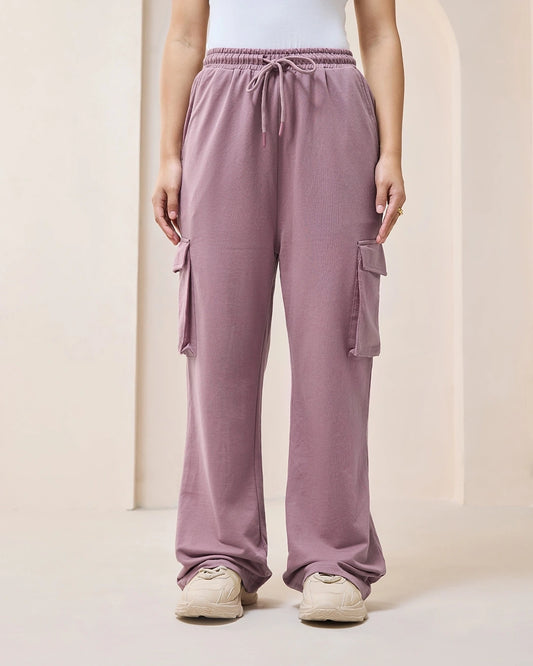 Women's Purple Cargo Trackpants bottomwear