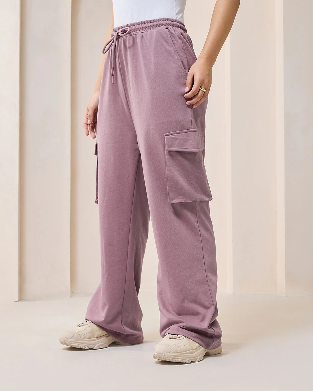 Women's Purple Cargo Trackpants bottomwear