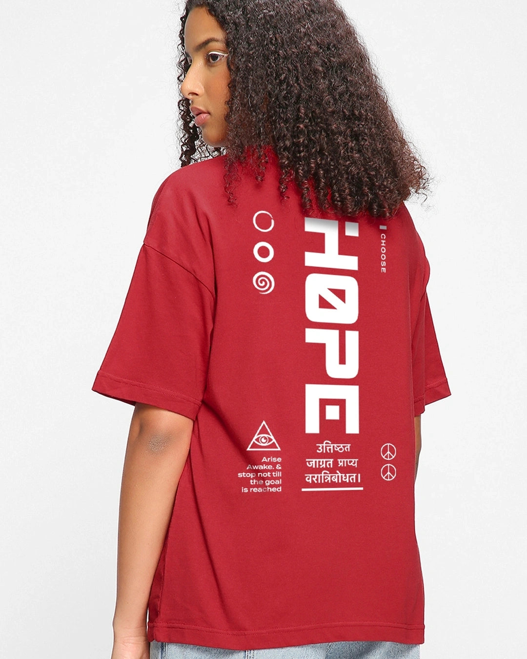 Women's Red Hope Street Graphic Printed Oversized T-shirt