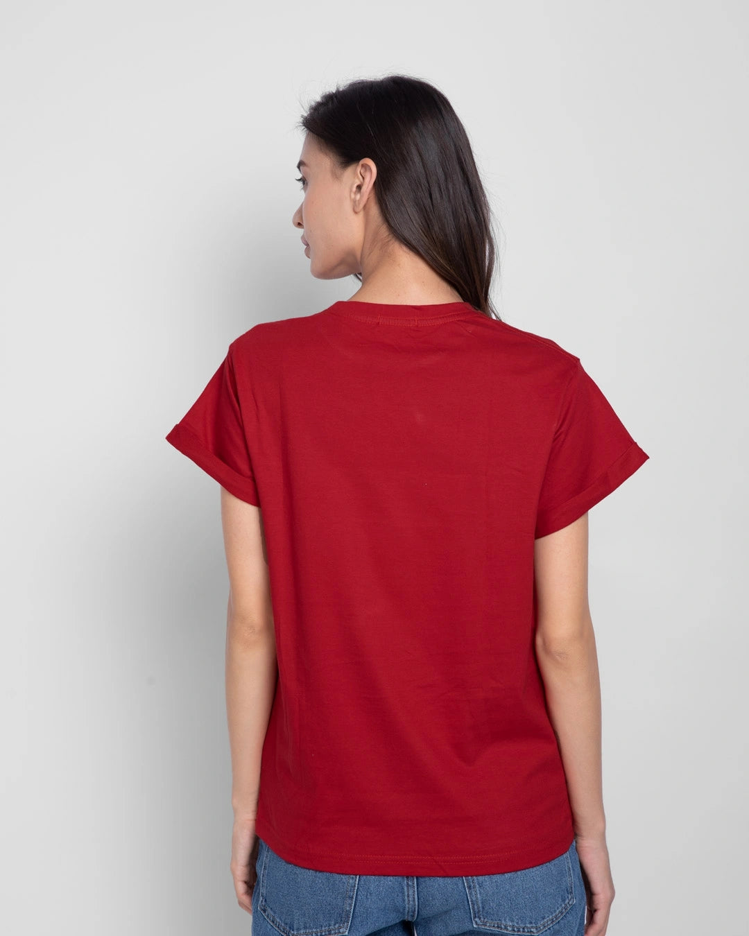 Women's Red Pocket Jerry Graphic Printed Boyfriend T-shirt