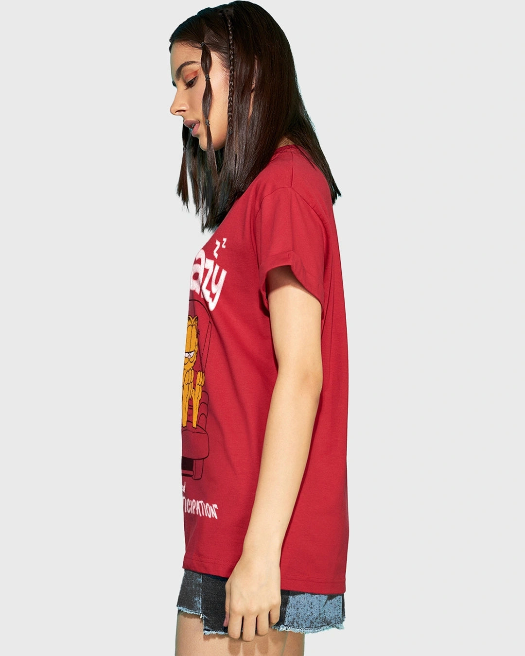 Women's Red Selective Participation Graphic Printed Boyfriend T-shirt