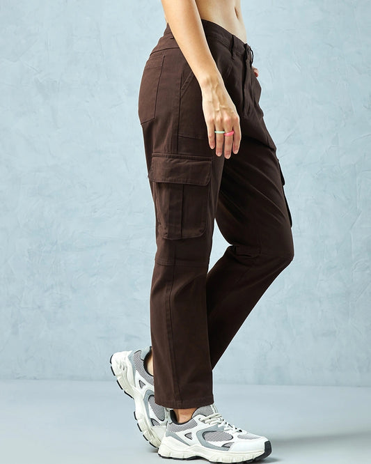 Women's Brown Cargo Pants bottomwear